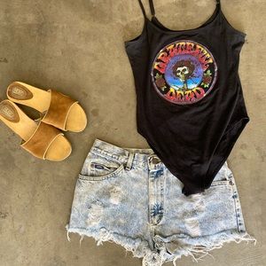 VINTAGE LEE ACID WASH CUT OFF DENIM SHORTS 30